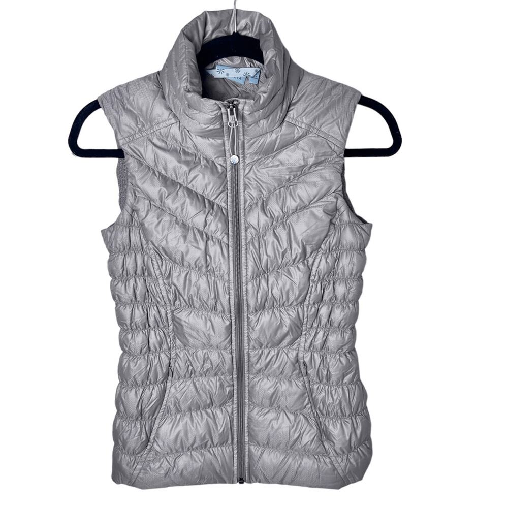 Athleta Downalicious Down Filled Puffer Vest Taupe Sz XXS